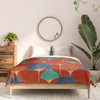 Gingko Biloba Leaves Abstract Pattern (red Background) Comforter Gallery Image 3