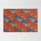 Gingko Biloba Leaves Abstract Pattern (red Background) Rug Gallery Image 2
