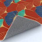 Gingko Biloba Leaves Abstract Pattern (red Background) Rug Gallery Image 4