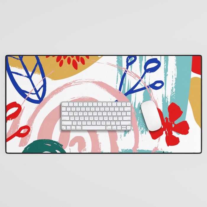 Summer Floral Prints, Abstract, Colourful Prints. Desk Mat Gallery Image 1