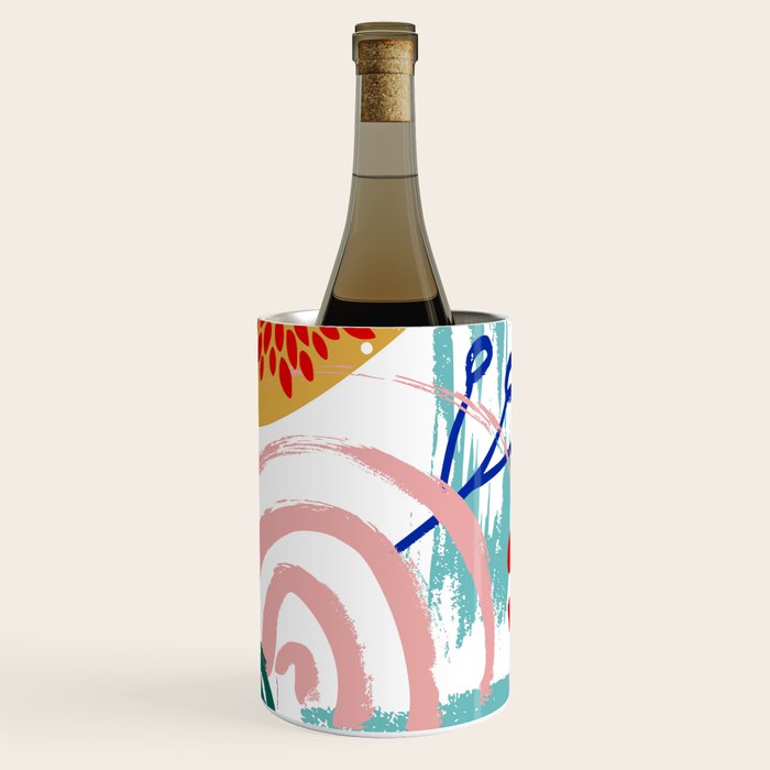 Summer Floral Prints, Abstract, Colourful Prints. Wine Chiller Gallery Image 1