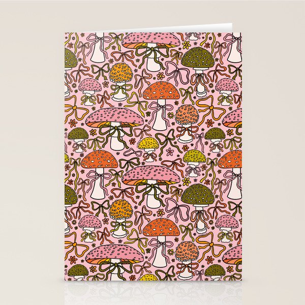 Mushrooms With Bows Print Stationery Card Gallery Image 1