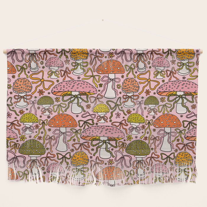 Mushrooms With Bows Print Wall Hanging Gallery Image 1