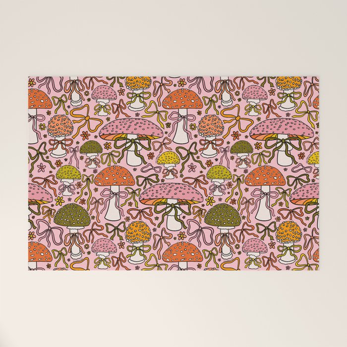 Mushrooms With Bows Print Welcome Mat Gallery Image 1