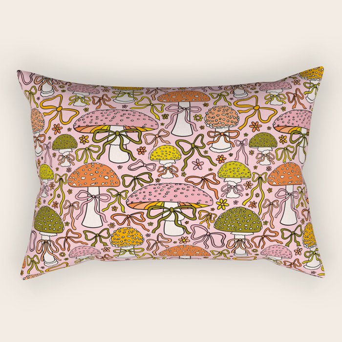 Mushrooms With Bows Print Rectangular Pillow Gallery Image 2