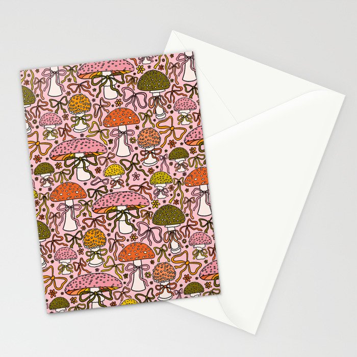 Mushrooms With Bows Print Stationery Card Gallery Image 2