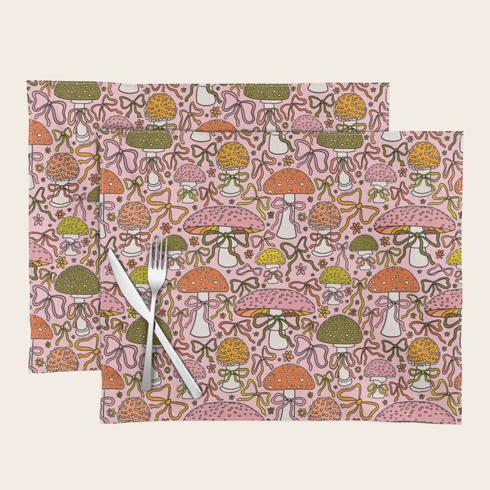 Mushrooms With Bows Print Placemat Gallery Image 1