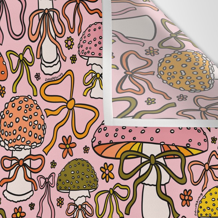 Mushrooms With Bows Print Wall Tapestry Gallery Image 3