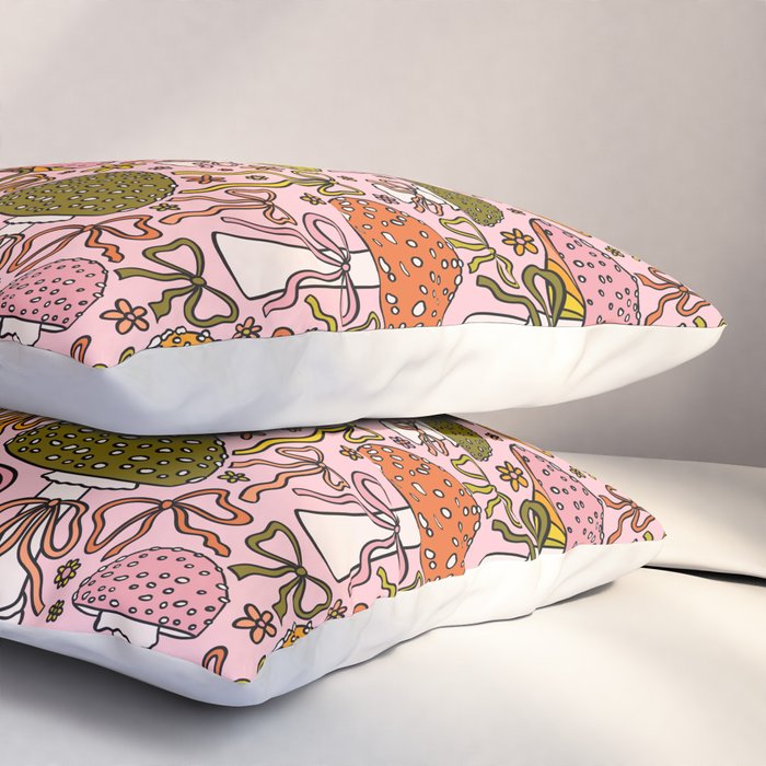 Mushrooms With Bows Print Pillow Sham Gallery Image 3