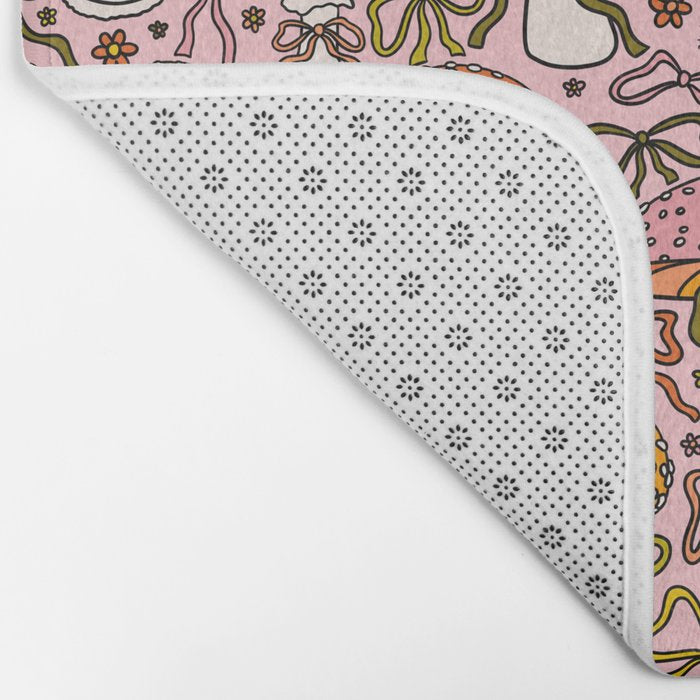 Mushrooms With Bows Print Bath Mat Gallery Image 2