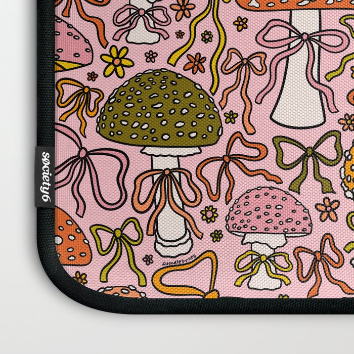 Mushrooms With Bows Print Laptop Sleeve Gallery Image 3