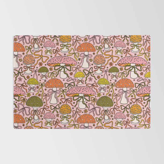 Mushrooms With Bows Print Rug Gallery Image 2