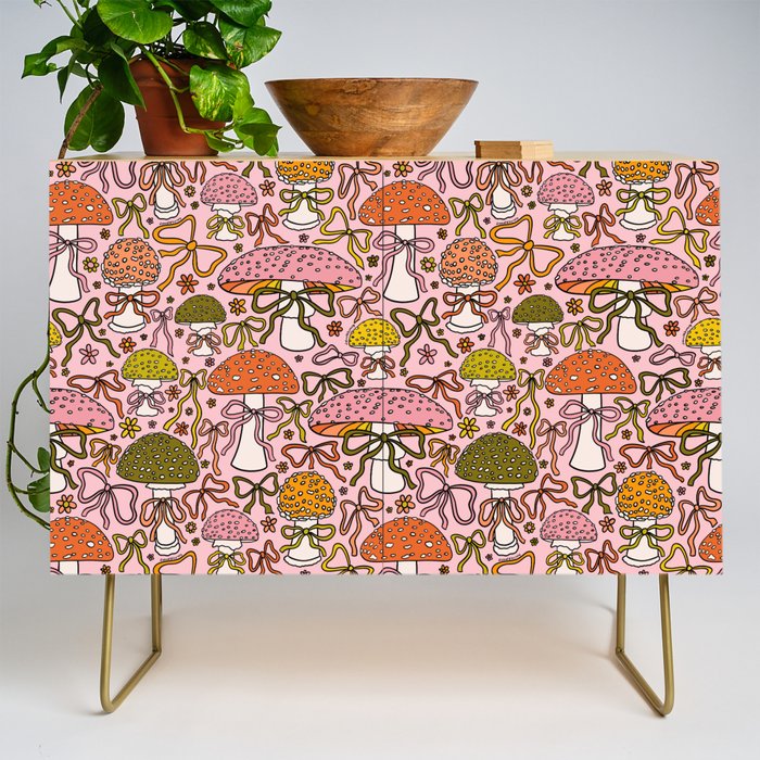 Mushrooms With Bows Print Credenza Gallery Image 1