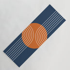 Mid Century Modern Geometric 161 Sun Rainbow abstract in Navy Blue Orange Yoga Mat Gallery Image 1