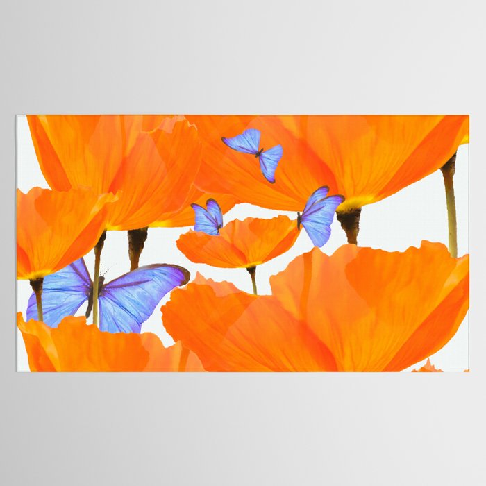 Poppies And Butterflies White Background #decor #society6 #buyart Tablecloth Gallery Image 2