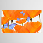 Poppies And Butterflies White Background #decor #society6 #buyart Tablecloth Gallery Image 2