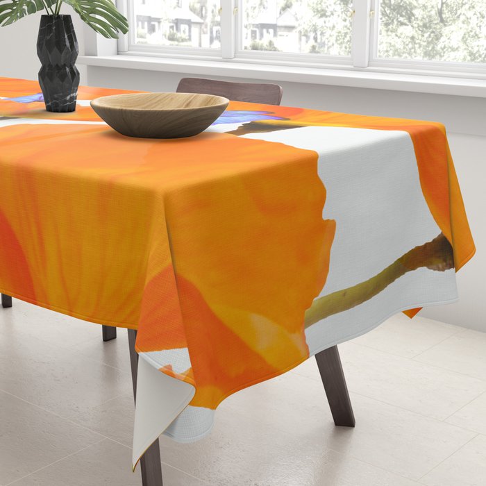 Poppies And Butterflies White Background #decor #society6 #buyart Tablecloth Gallery Image 3