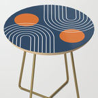 Mid Century Modern Geometric 83 in Navy Blue and Orange (Rainbow and Sun Abstraction) Side Table Gallery Image 2