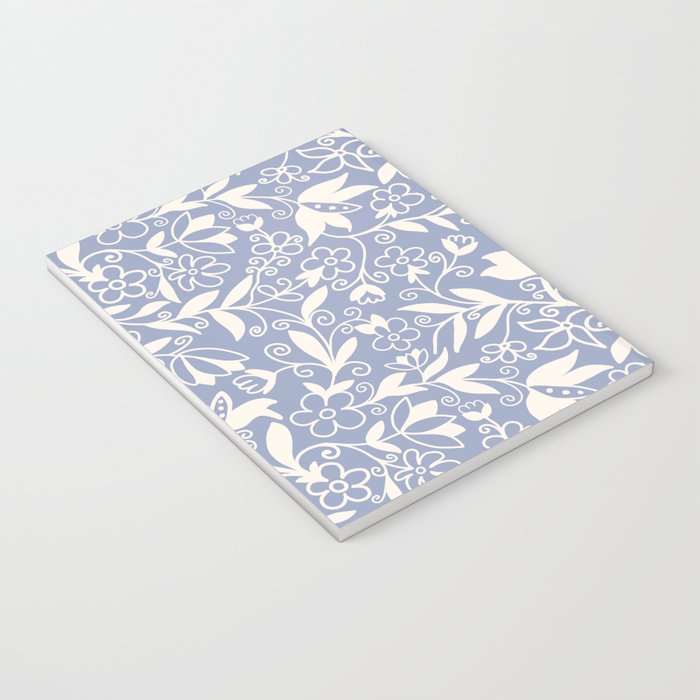 Soft Blue and White Floral Pattern  Notebook Gallery Image 3