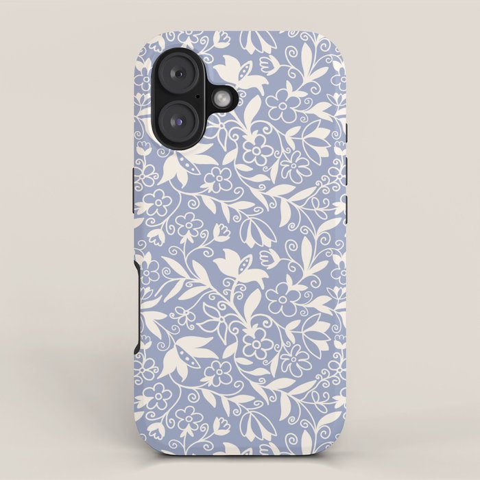 Soft Blue and White Floral Pattern  iPhone Case Gallery Image 1