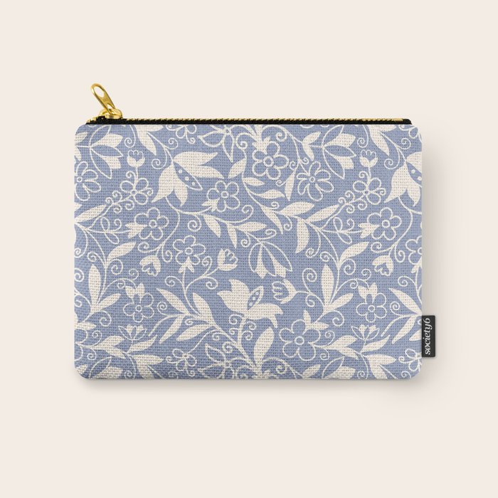 Soft Blue and White Floral Pattern  Carry All Pouch Gallery Image 1