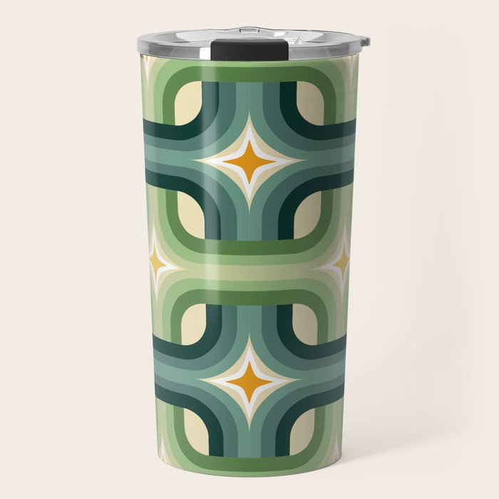 Retro chain pattern teal Travel Mug Gallery Image 1