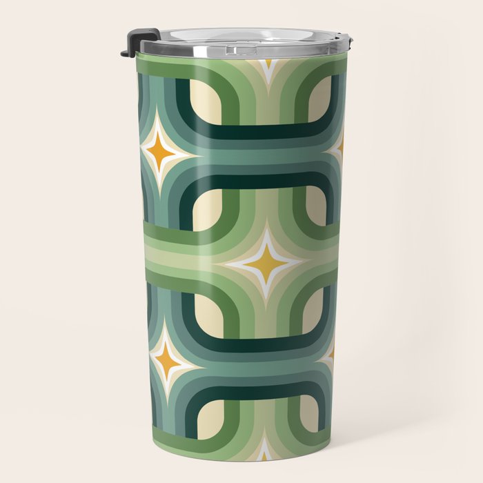 Retro chain pattern teal Travel Mug Gallery Image 3