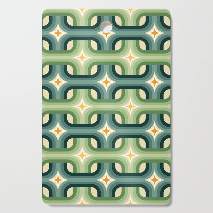 Retro chain pattern teal Cutting Board Gallery Image 1