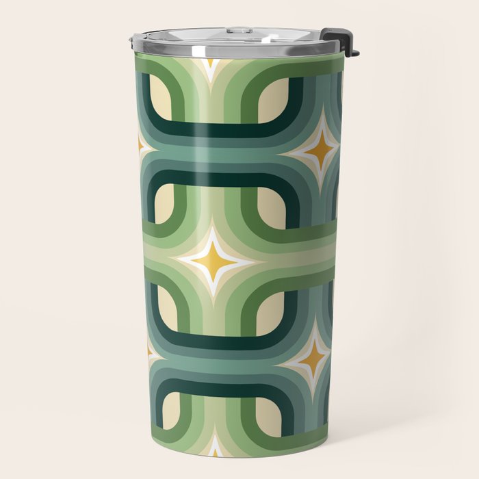 Retro chain pattern teal Travel Mug Gallery Image 2