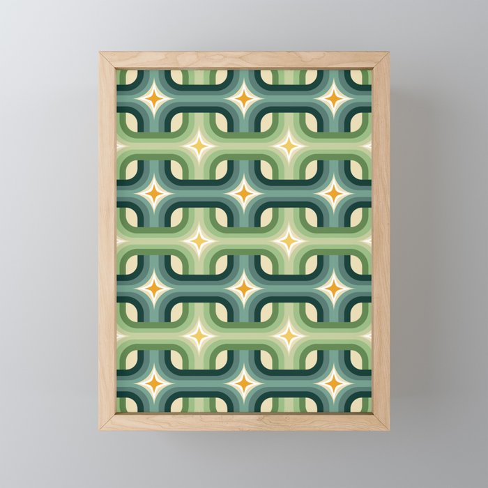 Retro chain pattern teal Mini Art Print Gallery Image 1