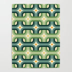 Retro chain pattern teal Poster Gallery Image 4