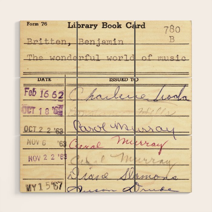 Library Card 780 The Wonderful World of Music Wood Wall Art Gallery Image 1