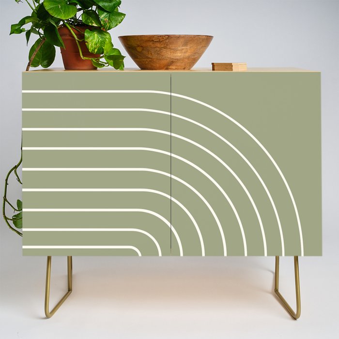 Minimal Arch LIII Earthy Sage Green Modern Geometric Lines Credenza Gallery Image 1
