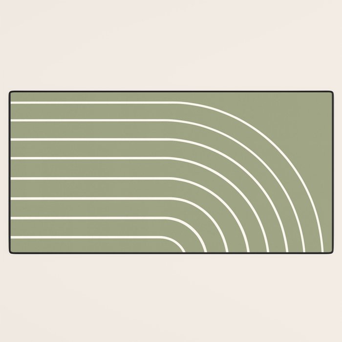 Minimal Arch LIII Earthy Sage Green Modern Geometric Lines Desk Mat Gallery Image 3
