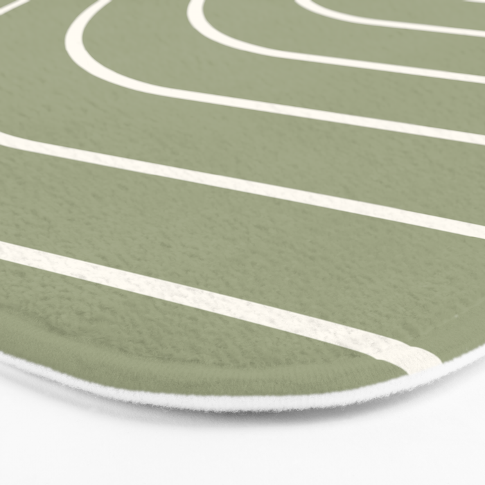 Minimal Arch LIII Earthy Sage Green Modern Geometric Lines Bath Mat Gallery Image 3