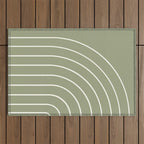 Minimal Arch LIII Earthy Sage Green Modern Geometric Lines Outdoor Rug Gallery Image 1