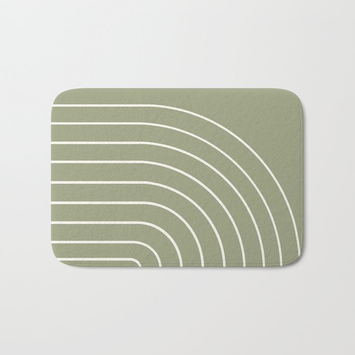 Minimal Arch LIII Earthy Sage Green Modern Geometric Lines Bath Mat Gallery Image 1
