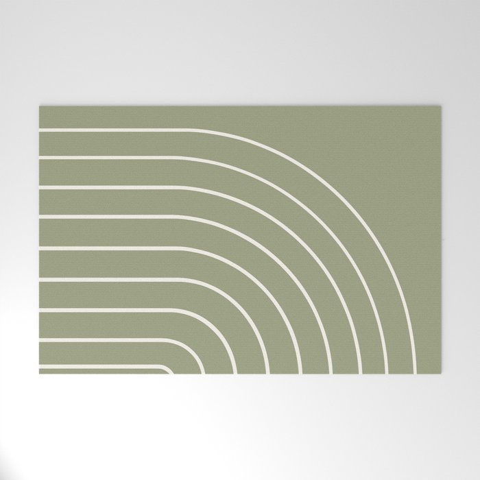 Minimal Arch LIII Earthy Sage Green Modern Geometric Lines Welcome Mat Gallery Image 1