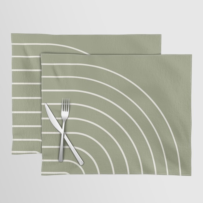 Minimal Arch LIII Earthy Sage Green Modern Geometric Lines Placemat Gallery Image 1