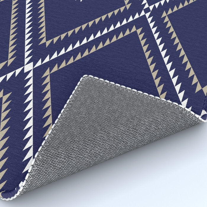 Southwestern Geometric - Tan White Navy Rug Gallery Image 4