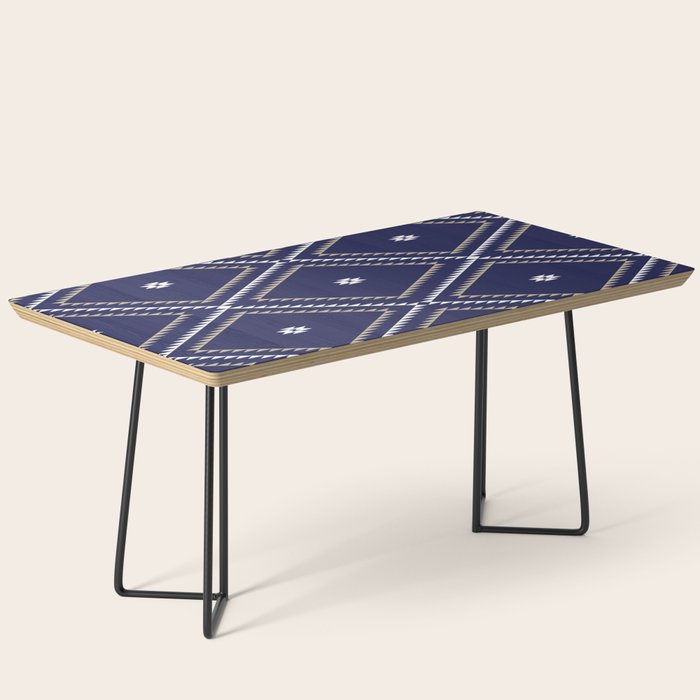Southwestern Geometric - Tan White Navy Coffee Table Gallery Image 1