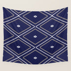 Southwestern Geometric - Tan White Navy Wall Tapestry Gallery Image 4
