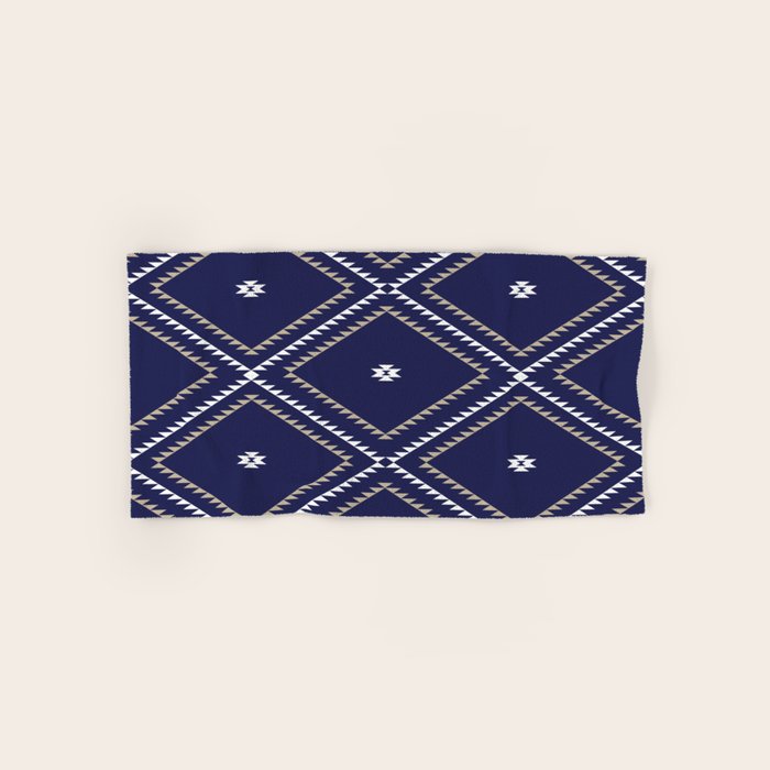 Southwestern Geometric - Tan White Navy Bath Towel Gallery Image 1