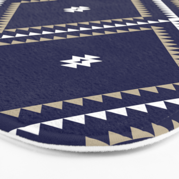 Southwestern Geometric - Tan White Navy Bath Mat Gallery Image 3