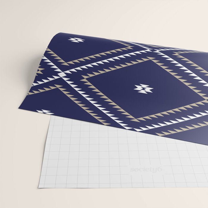 Southwestern Geometric - Tan White Navy Wrapping Paper Gallery Image 2