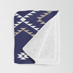 Southwestern Geometric - Tan White Navy Throw Blanket Gallery Image 3