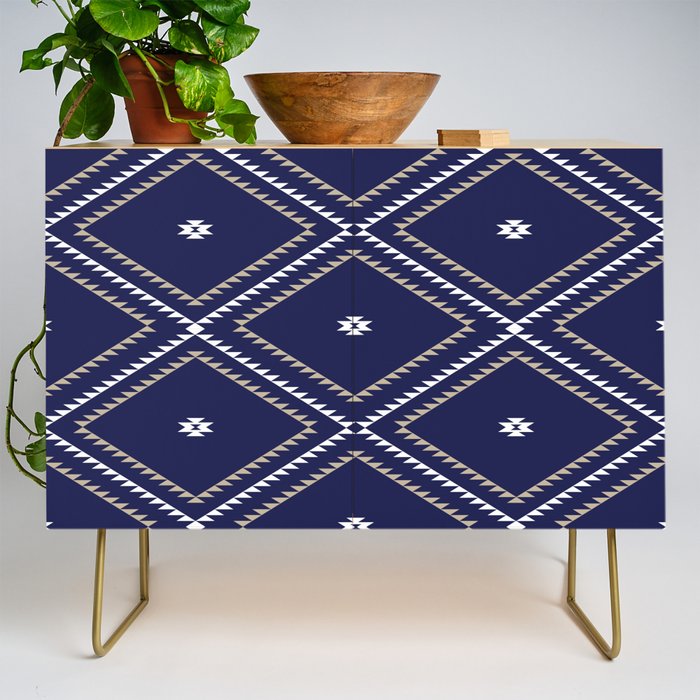 Southwestern Geometric - Tan White Navy Credenza Gallery Image 1