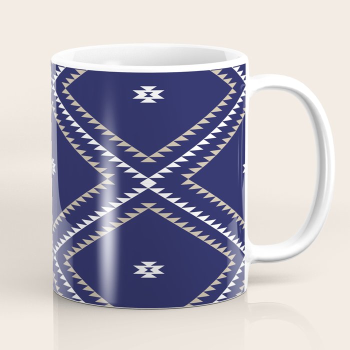 Southwestern Geometric - Tan White Navy Coffee Mug Gallery Image 1