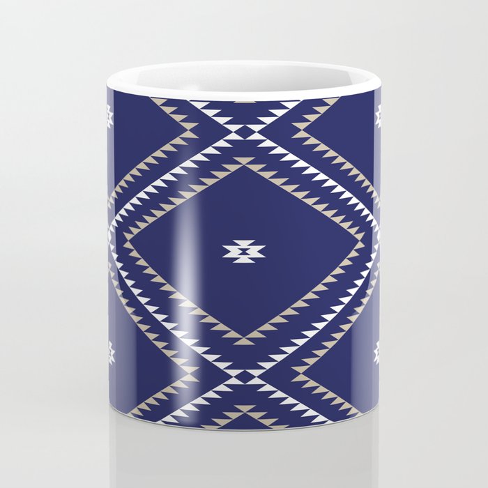 Southwestern Geometric - Tan White Navy Coffee Mug Gallery Image 4