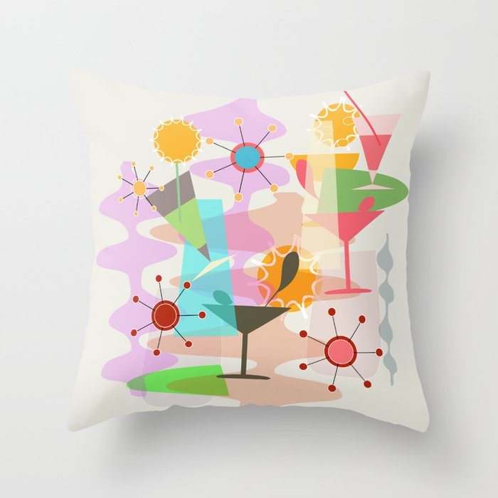 Retro Summer Party Throw Pillow Gallery Image 6